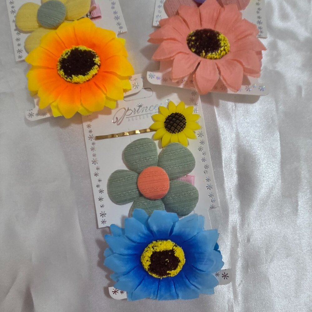 Bundle of 3 Floral Hair Clip Sets 🌼 Colorful Cute Accessories (9 Pieces)